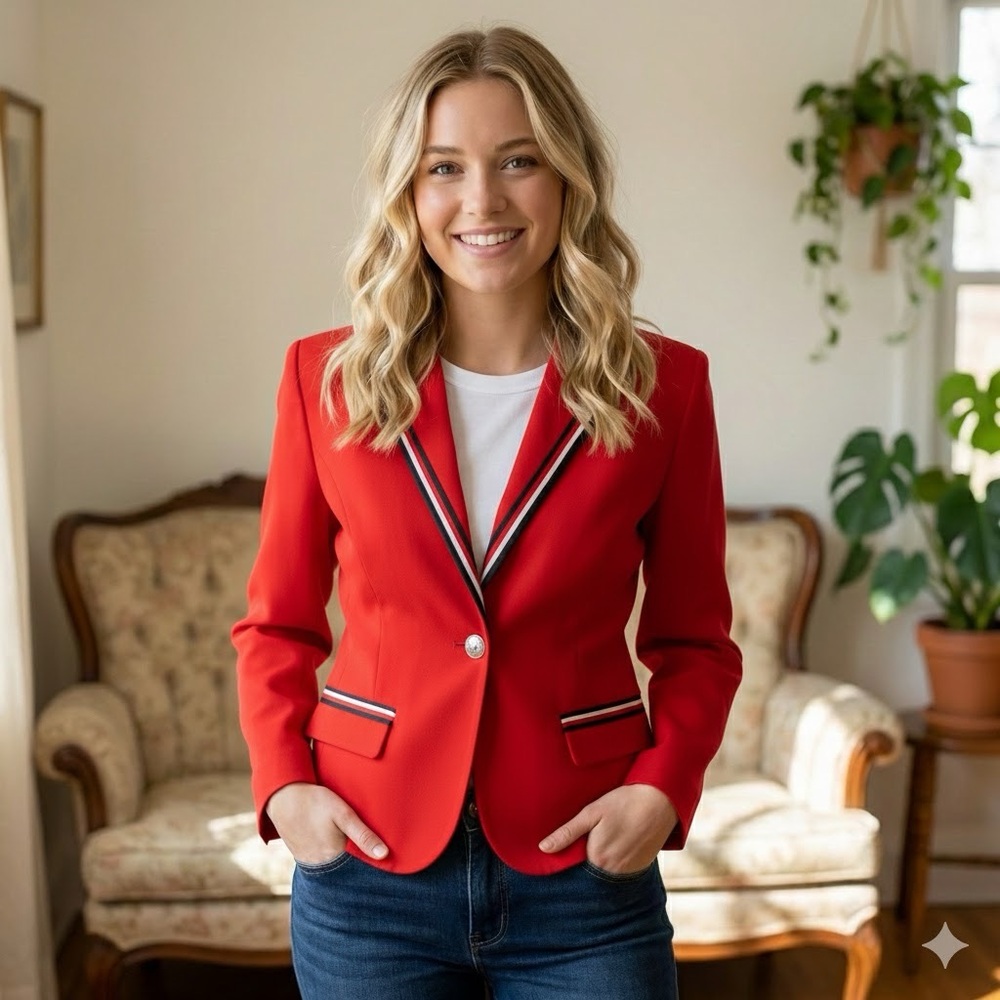 IMPERIAL, Made in Italy Gorgeous Blazer  Jacket Red Size L